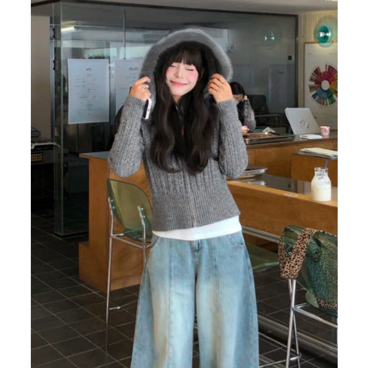 フード付きケーブル編みニットカーディガン | SUNSHINE CLOSET | 詳細画像4 