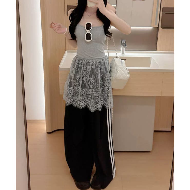 大人可愛い スカラップレースロングキャミ 肩紐調節可能インナーキャミソール | SUNSHINE CLOSET | 詳細画像11 