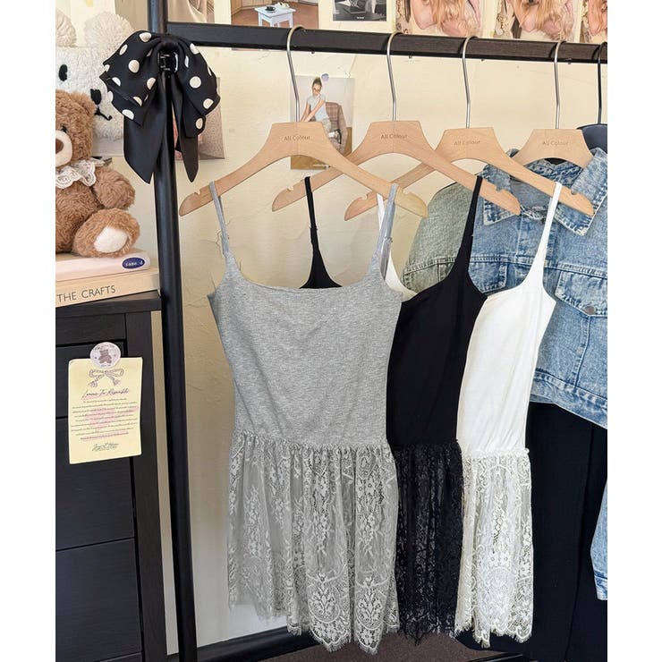 大人可愛い スカラップレースロングキャミ 肩紐調節可能インナーキャミソール | SUNSHINE CLOSET | 詳細画像16 