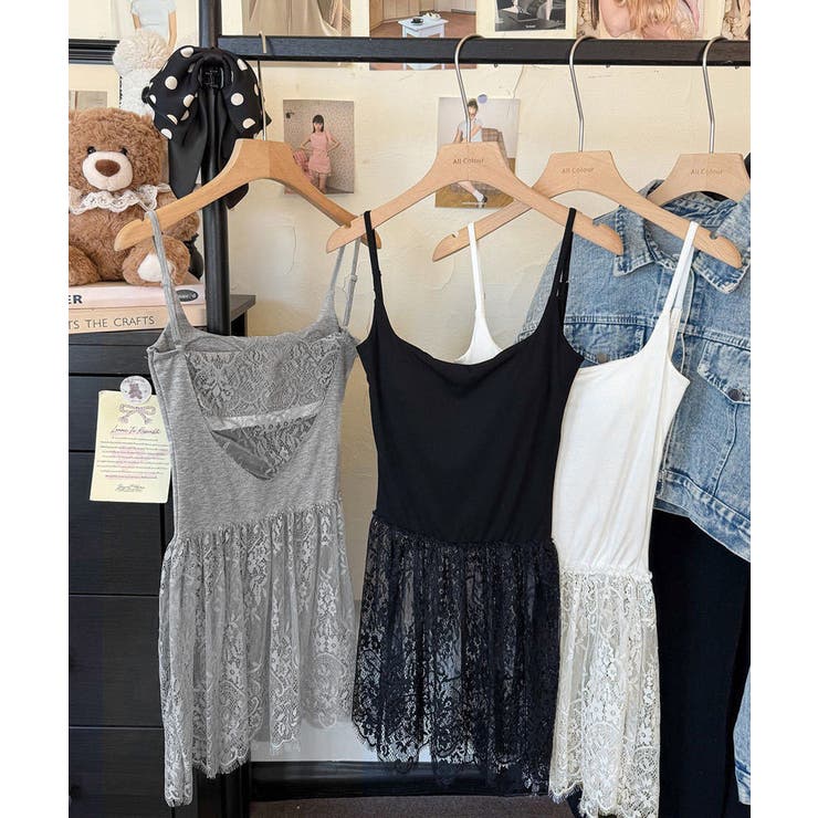 大人可愛い スカラップレースロングキャミ 肩紐調節可能インナーキャミソール | SUNSHINE CLOSET | 詳細画像17 
