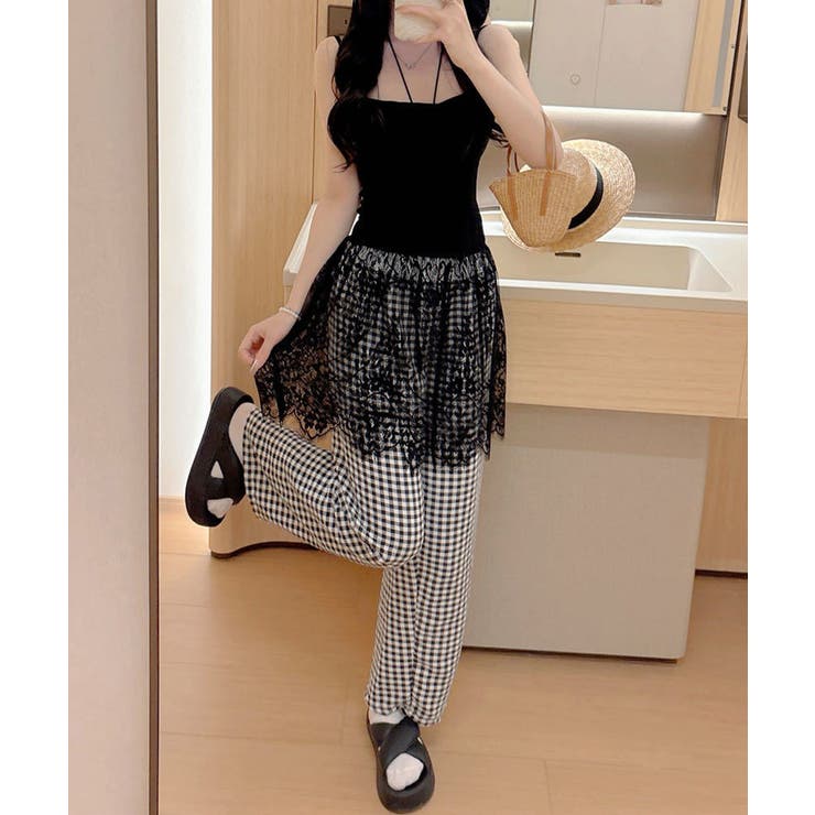 大人可愛い スカラップレースロングキャミ 肩紐調節可能インナーキャミソール | SUNSHINE CLOSET | 詳細画像8 