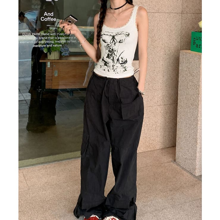 レース地雷系夏服 ヴィンテージ風トップスノースリーブ ショート丈リブタンク | SUNSHINE CLOSET | 詳細画像24 