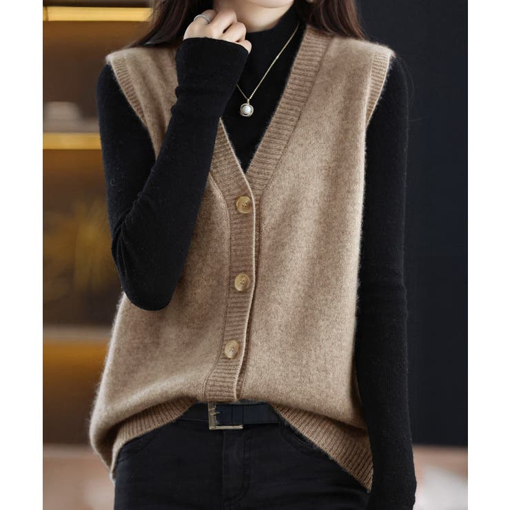 Vネックニットベストレディースニットジレ | SUNSHINE CLOSET | 詳細画像1 