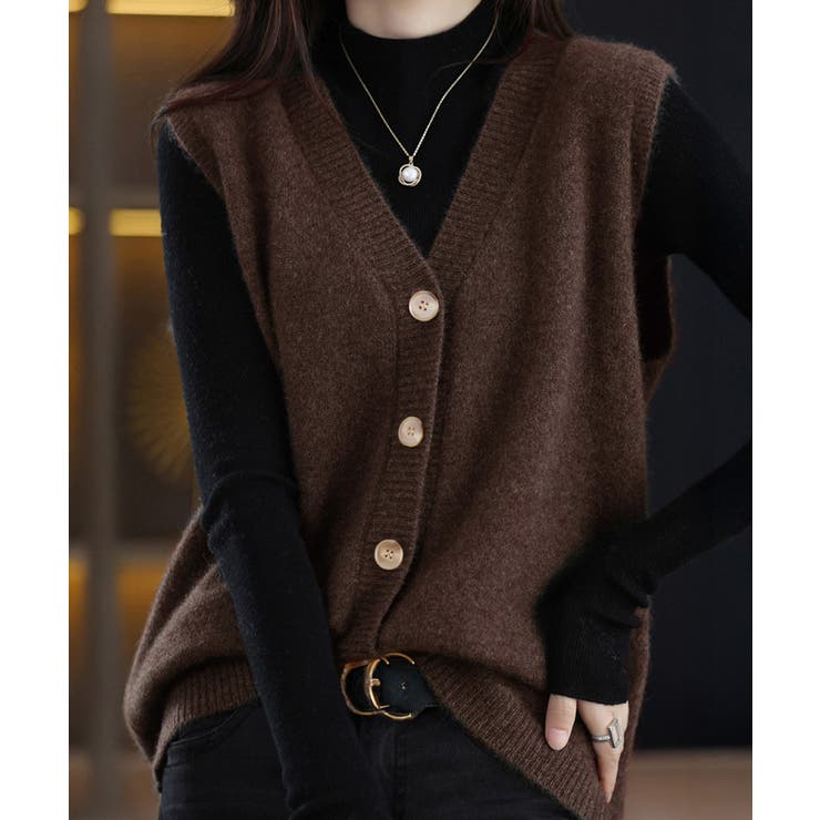 Vネックニットベストレディースニットジレ | SUNSHINE CLOSET | 詳細画像12 