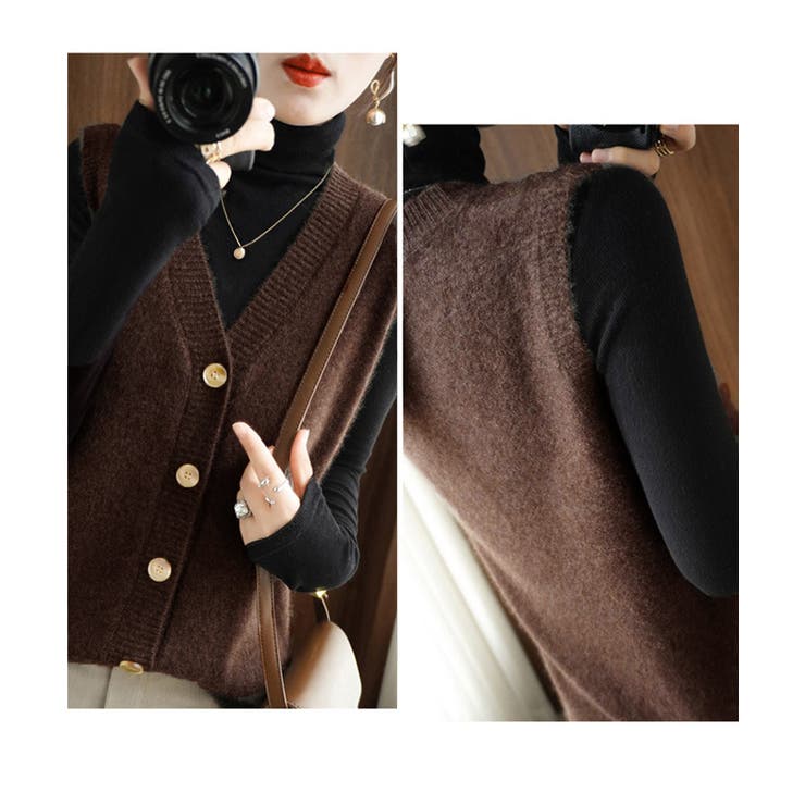 Vネックニットベストレディースニットジレ | SUNSHINE CLOSET | 詳細画像13 