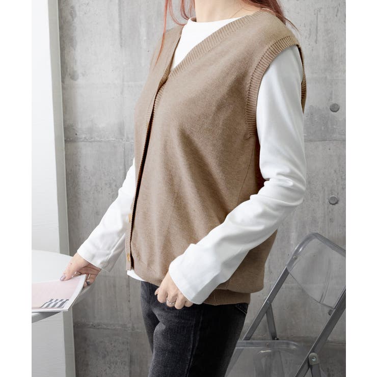 Vネックニットベストレディースニットジレ | SUNSHINE CLOSET | 詳細画像15 