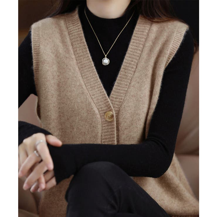 Vネックニットベストレディースニットジレ | SUNSHINE CLOSET | 詳細画像3 