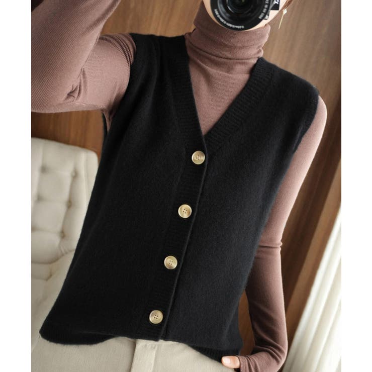 Vネックニットベストレディースニットジレ | SUNSHINE CLOSET | 詳細画像6 