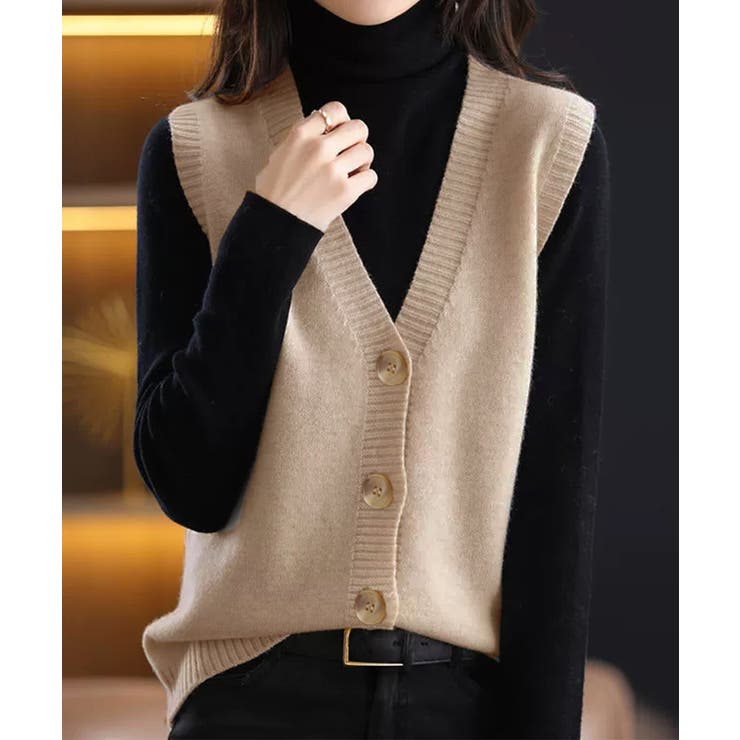 Vネックニットベストレディースニットジレ | SUNSHINE CLOSET | 詳細画像7 