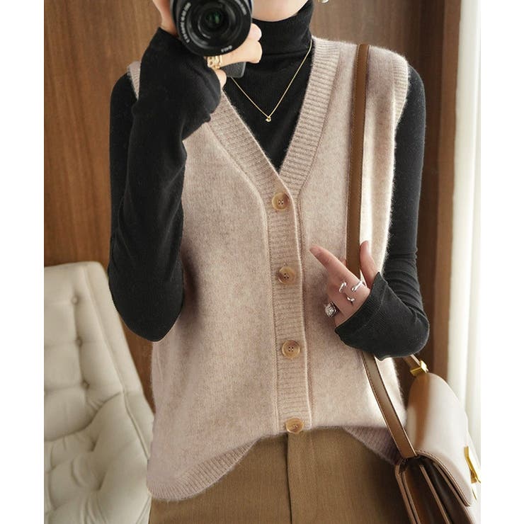 Vネックニットベストレディースニットジレ | SUNSHINE CLOSET | 詳細画像8 