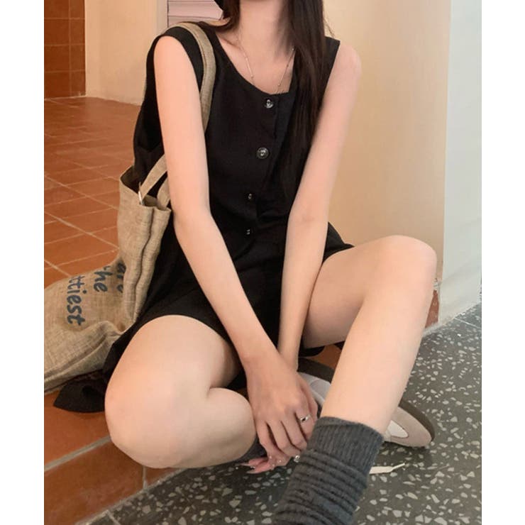 薄手ベスト リネン風短パンセットアップ 涼しげきれいめトップス体型カバー | SUNSHINE CLOSET | 詳細画像12 