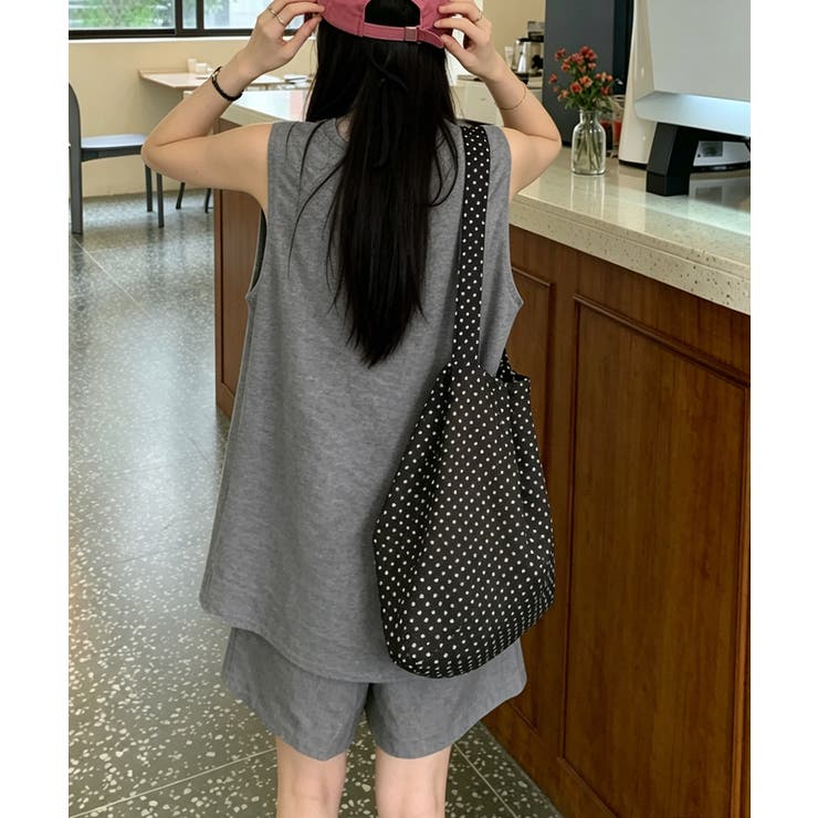 薄手ベスト リネン風短パンセットアップ 涼しげきれいめトップス体型カバー | SUNSHINE CLOSET | 詳細画像6 