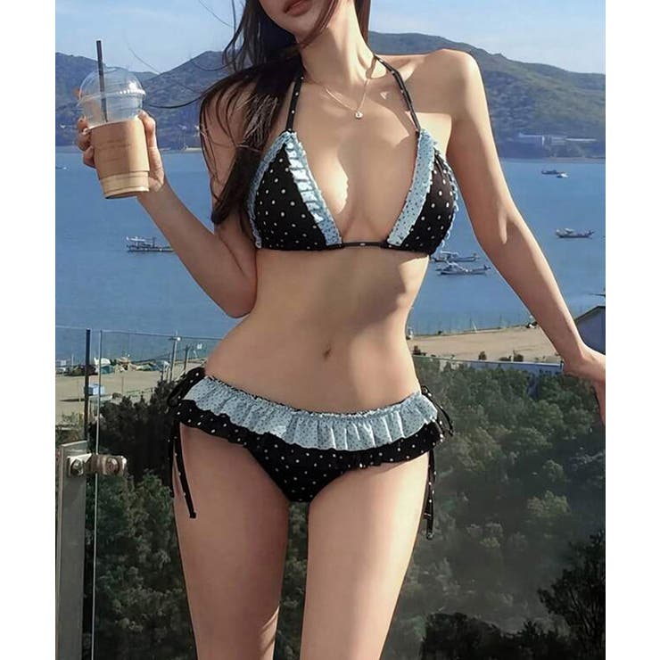 レディースセパレート水着2点セット 水玉柄バンドゥビキニ サイドリボンパンツ | SUNSHINE CLOSET | 詳細画像1 