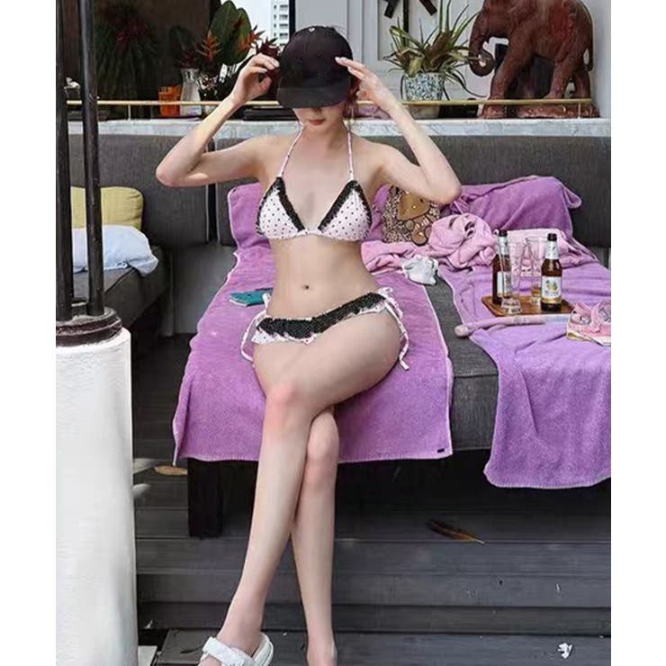 レディースセパレート水着2点セット 水玉柄バンドゥビキニ サイドリボンパンツ | SUNSHINE CLOSET | 詳細画像7 