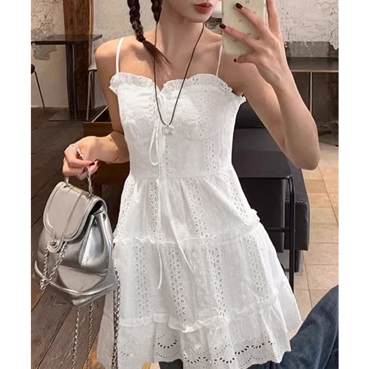 ミニワンピースレディース 刺しゅうレース Aラインワンピース | SUNSHINE CLOSET | 詳細画像1 