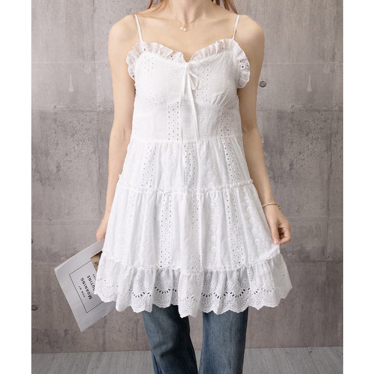 ミニワンピースレディース 刺しゅうレース Aラインワンピース | SUNSHINE CLOSET | 詳細画像15 