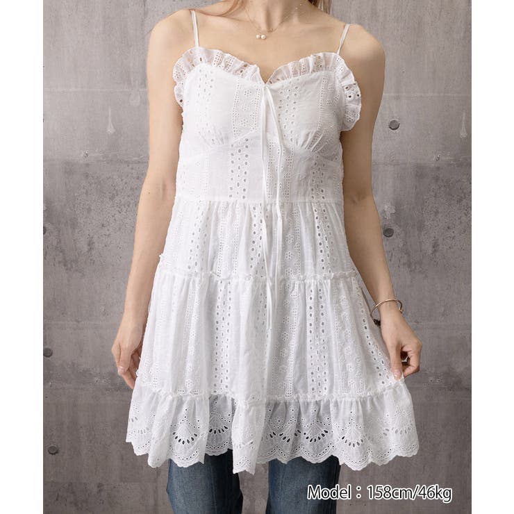ミニワンピースレディース 刺しゅうレース Aラインワンピース | SUNSHINE CLOSET | 詳細画像22 