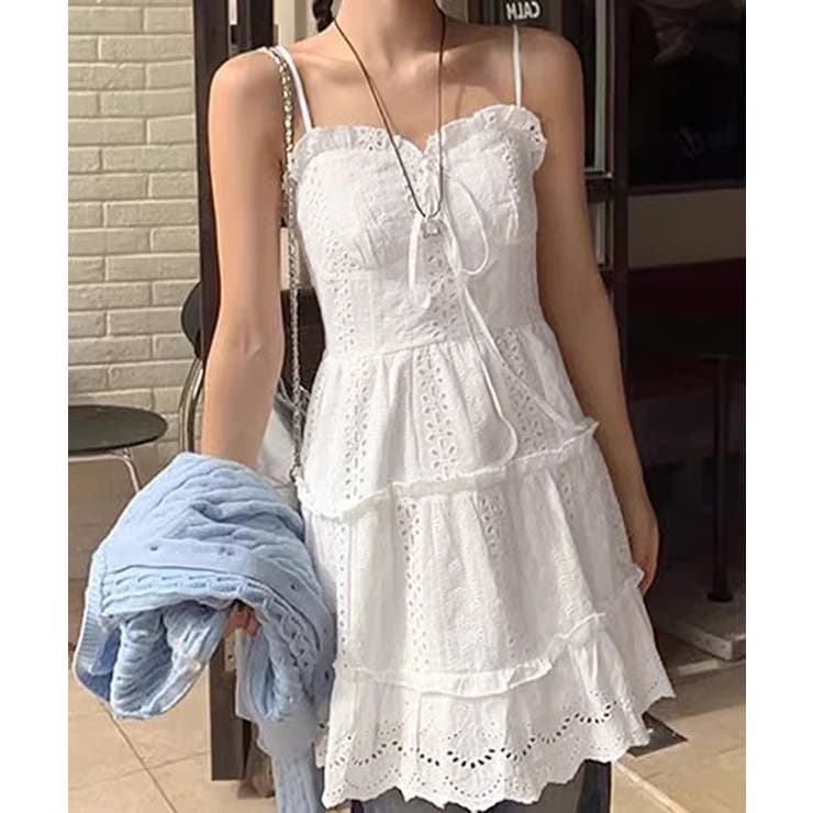 ミニワンピースレディース 刺しゅうレース Aラインワンピース | SUNSHINE CLOSET | 詳細画像4 