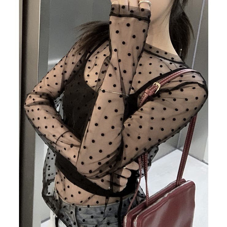 レディース ポルカドットチュールブラウス大人可愛い重ね着 薄手レイヤードインナー… | SUNSHINE CLOSET | 詳細画像10 