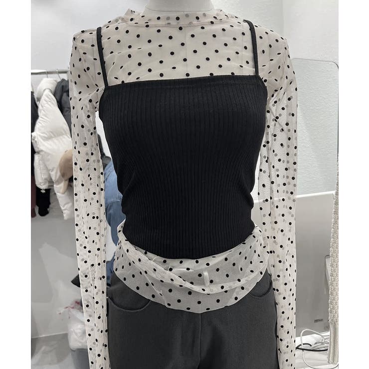 レディース ポルカドットチュールブラウス大人可愛い重ね着 薄手レイヤードインナー… | SUNSHINE CLOSET | 詳細画像15 