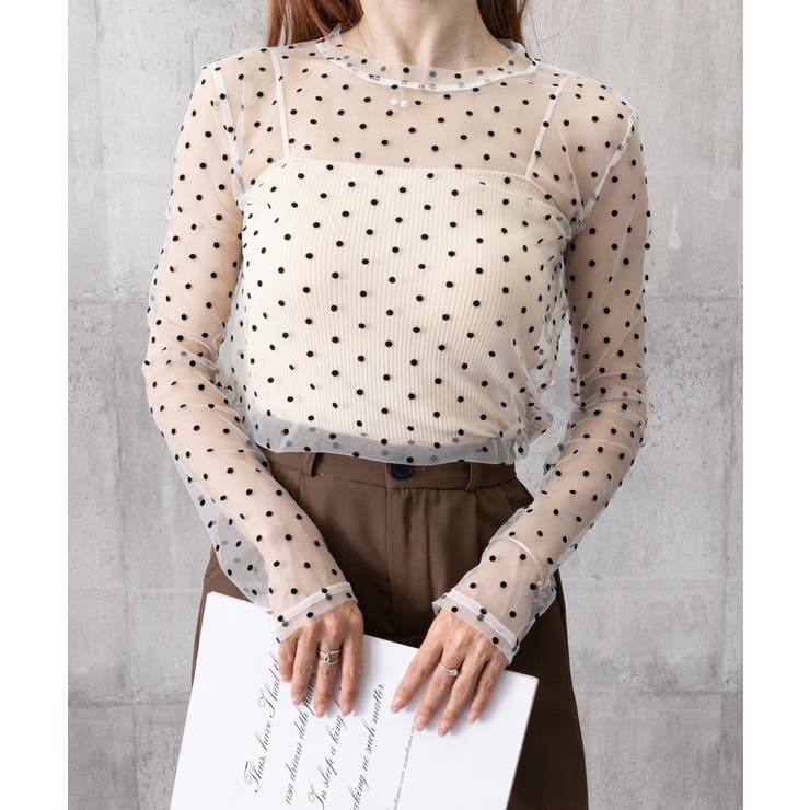 レディース ポルカドットチュールブラウス大人可愛い重ね着 薄手レイヤードインナー… | SUNSHINE CLOSET | 詳細画像17 