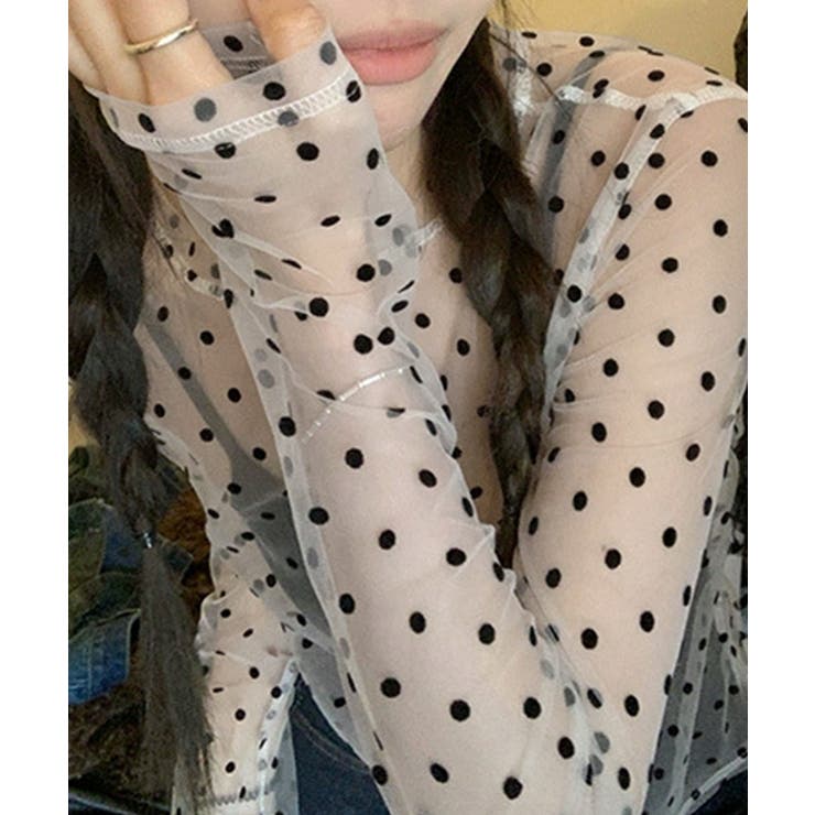 レディース ポルカドットチュールブラウス大人可愛い重ね着 薄手レイヤードインナー… | SUNSHINE CLOSET | 詳細画像3 