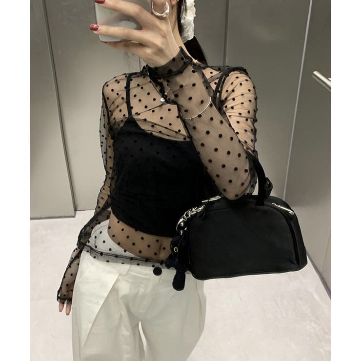レディース ポルカドットチュールブラウス大人可愛い重ね着 薄手レイヤードインナー… | SUNSHINE CLOSET | 詳細画像7 