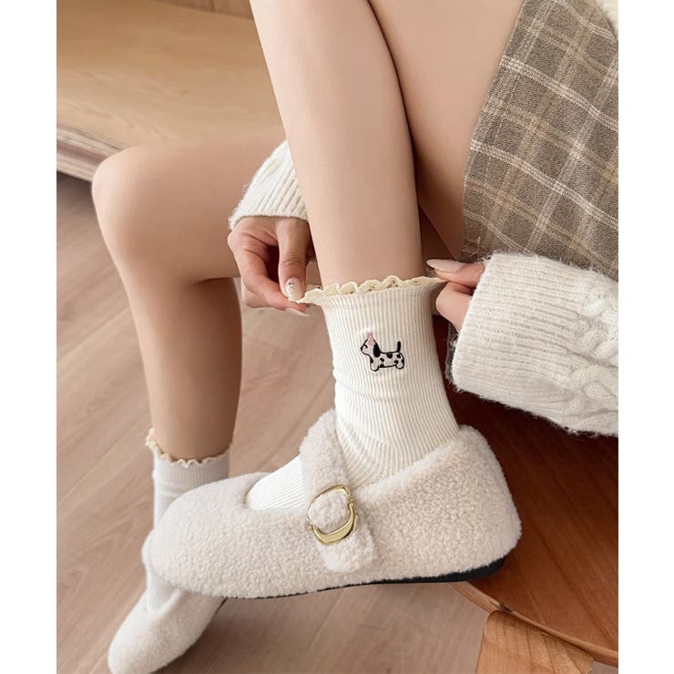 フリルソックス 犬柄 コットン靴下可愛い | SUNSHINE CLOSET | 詳細画像3 