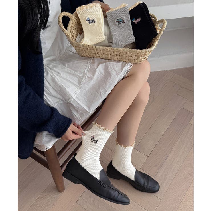 フリルソックス 犬柄 コットン靴下可愛い | SUNSHINE CLOSET | 詳細画像5 