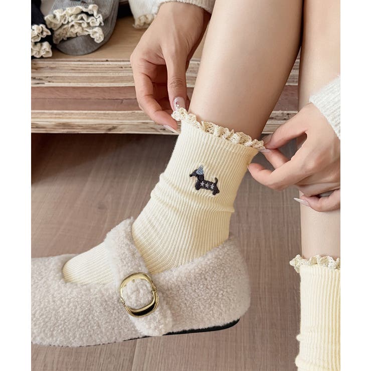 フリルソックス 犬柄 コットン靴下可愛い | SUNSHINE CLOSET | 詳細画像6 