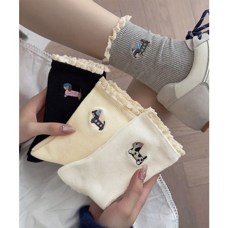 フリルソックス 犬柄 コットン靴下可愛い | SUNSHINE CLOSET | 詳細画像9 