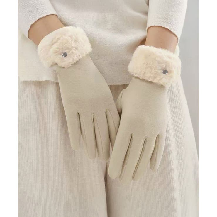 タッチパネル対応ファー付き手袋スエード調 | SUNSHINE CLOSET | 詳細画像1 