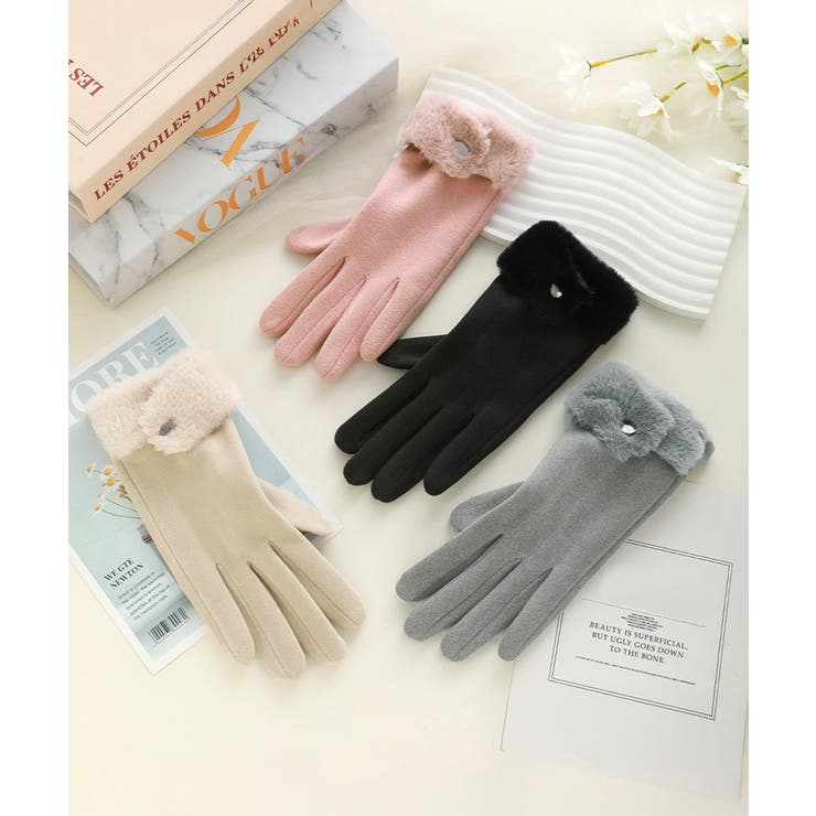 タッチパネル対応ファー付き手袋スエード調 | SUNSHINE CLOSET | 詳細画像14 