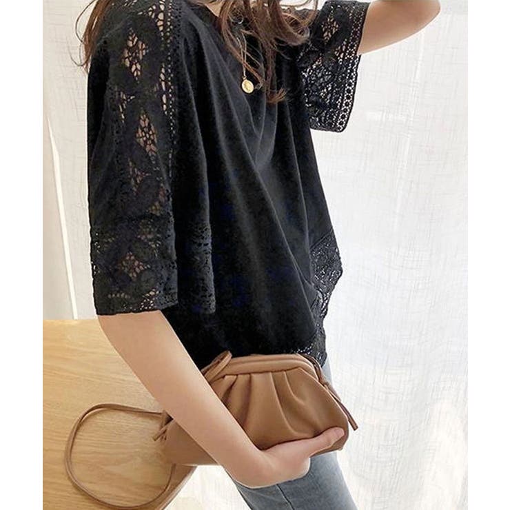 レディースレーストップス 透け感袖カットソーきれいめ 体型カバー | SUNSHINE CLOSET | 詳細画像11 