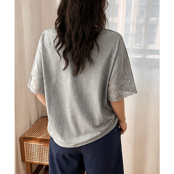 レディースレーストップス 透け感袖カットソーきれいめ 体型カバー | SUNSHINE CLOSET | 詳細画像17 