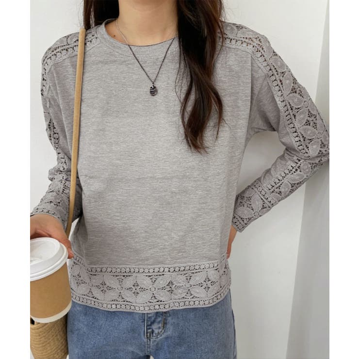 レディースレーストップス 透け感袖カットソーきれいめ 体型カバー | SUNSHINE CLOSET | 詳細画像18 