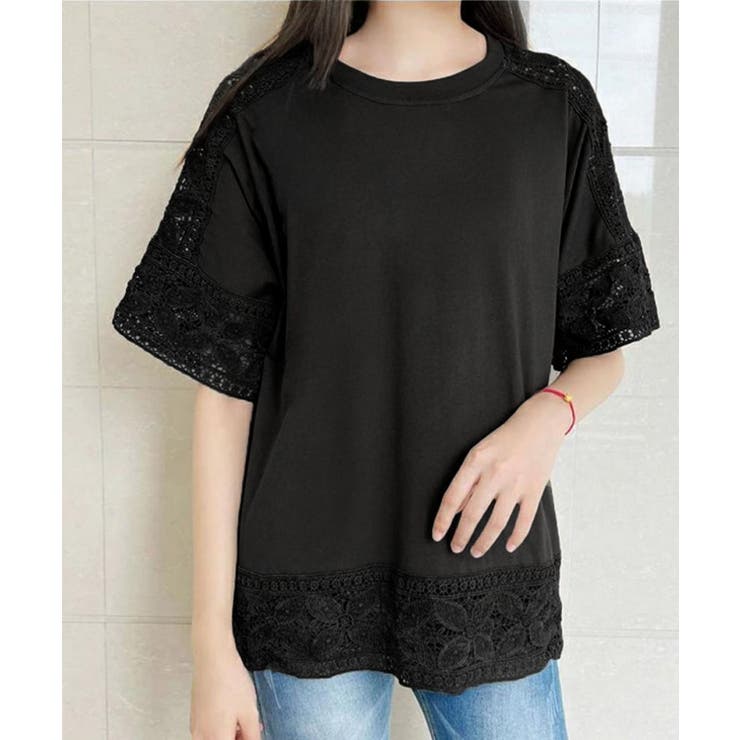 レディースレーストップス 透け感袖カットソーきれいめ 体型カバー | SUNSHINE CLOSET | 詳細画像21 