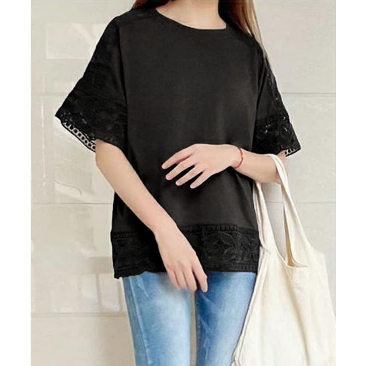 レディースレーストップス 透け感袖カットソーきれいめ 体型カバー | SUNSHINE CLOSET | 詳細画像22 