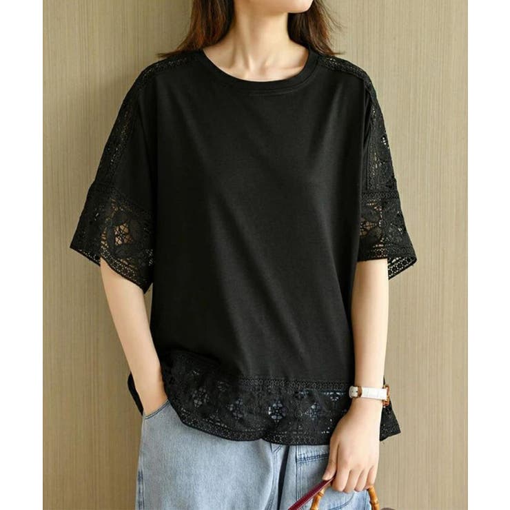 レディースレーストップス 透け感袖カットソーきれいめ 体型カバー | SUNSHINE CLOSET | 詳細画像24 