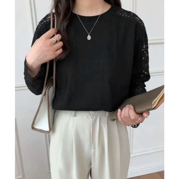 レディースレーストップス 透け感袖カットソーきれいめ 体型カバー | SUNSHINE CLOSET | 詳細画像25 
