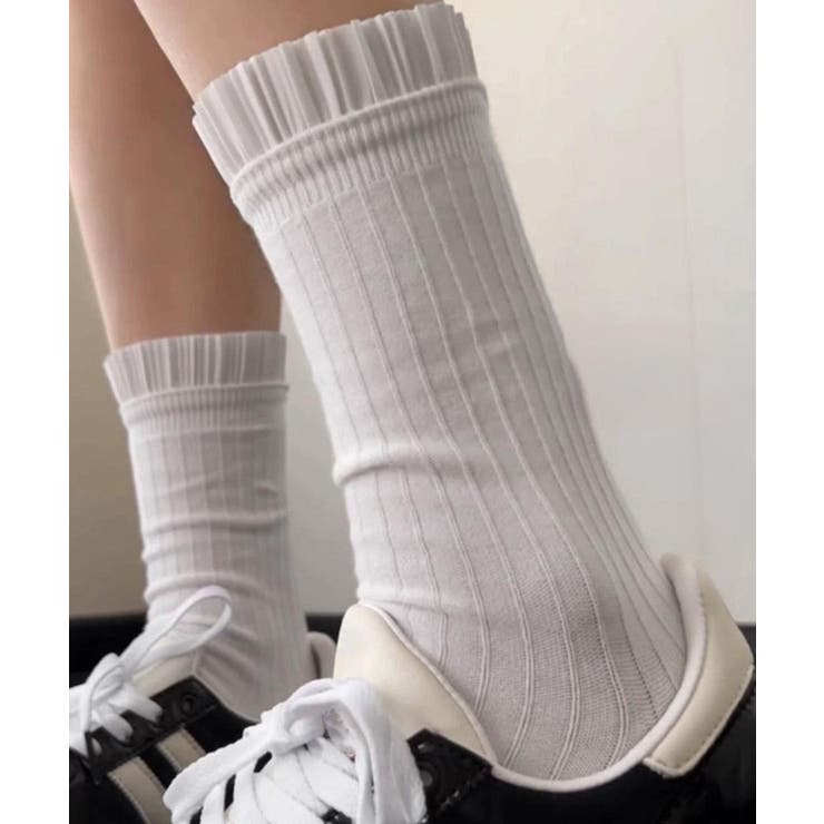 プリーツフリルソックス ミドル丈無地靴下 | SUNSHINE CLOSET | 詳細画像1 