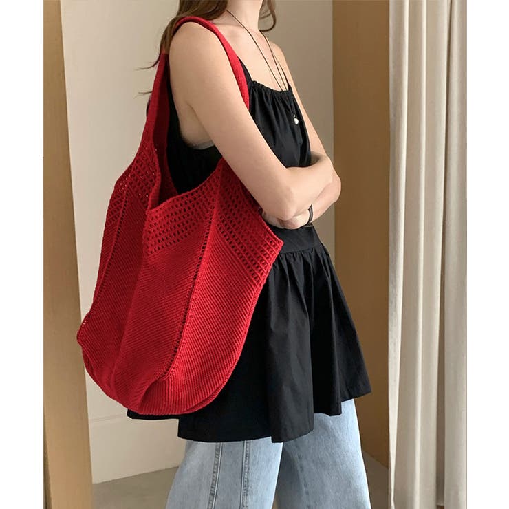 大きめナチュラルバッグ 透かし編みニット鞄 A4収納可 | SUNSHINE CLOSET | 詳細画像10 