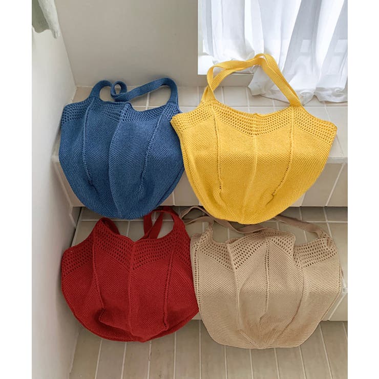 大きめナチュラルバッグ 透かし編みニット鞄 A4収納可 | SUNSHINE CLOSET | 詳細画像15 