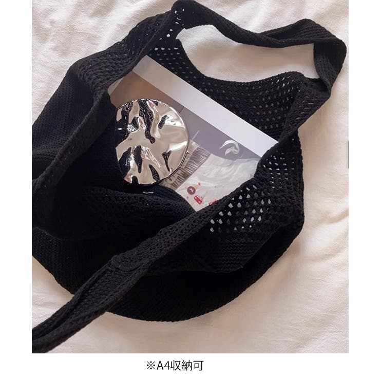 大きめナチュラルバッグ 透かし編みニット鞄 A4収納可 | SUNSHINE CLOSET | 詳細画像16 
