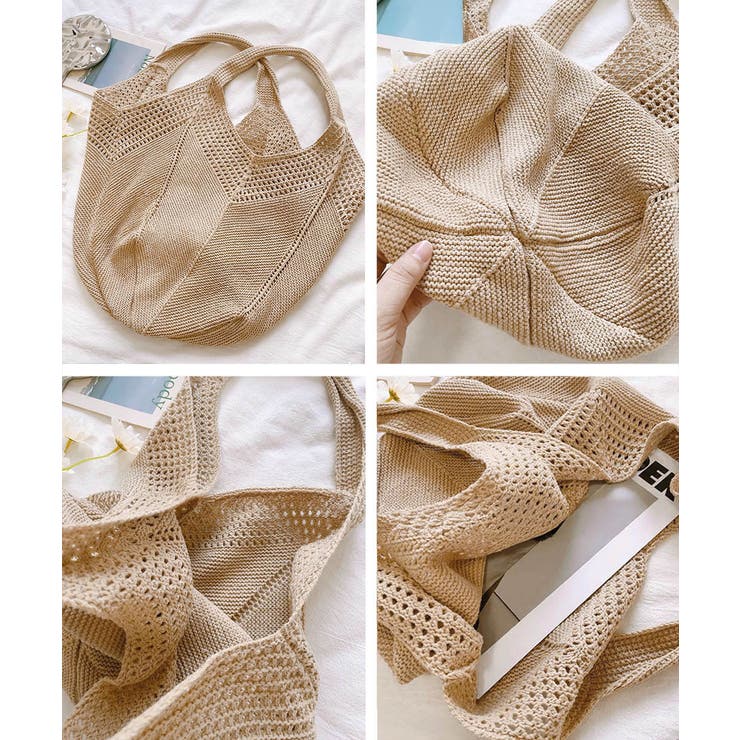 大きめナチュラルバッグ 透かし編みニット鞄 A4収納可 | SUNSHINE CLOSET | 詳細画像22 