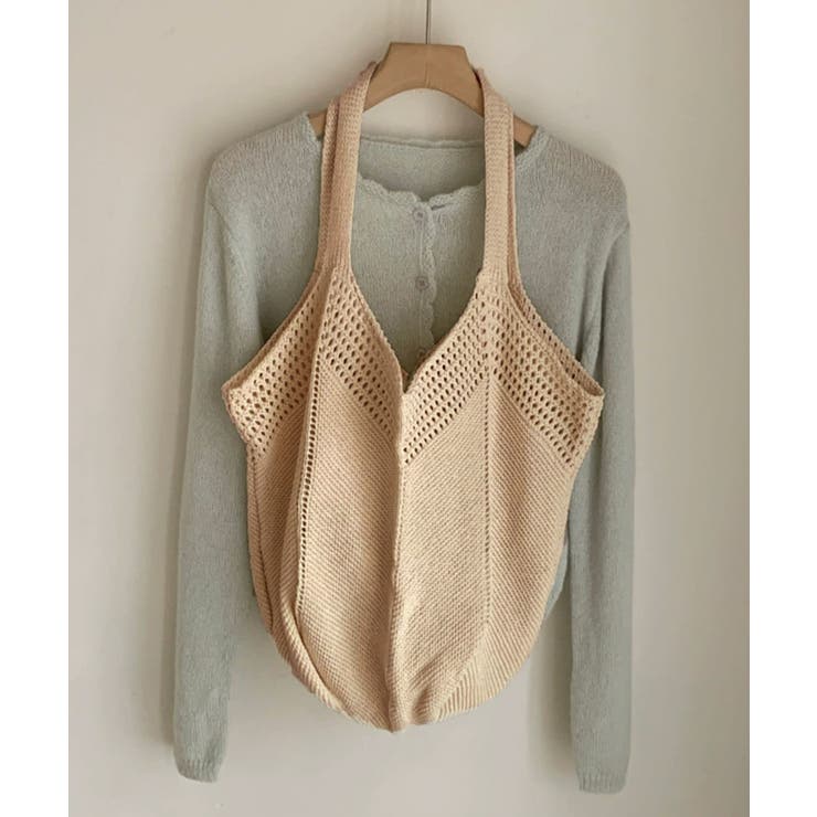 大きめナチュラルバッグ 透かし編みニット鞄 A4収納可 | SUNSHINE CLOSET | 詳細画像7 