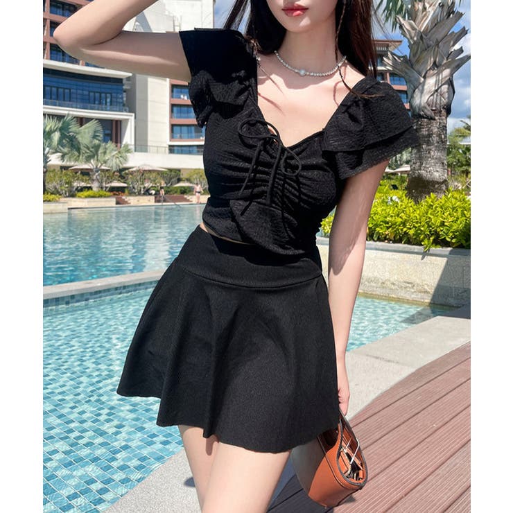 ドローストリングトップスフリル袖 チラ見え防止インナーパンツ付きフレアスカート … | SUNSHINE CLOSET | 詳細画像4 