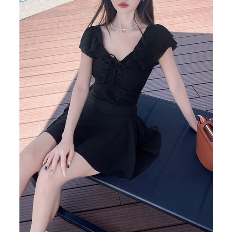 ドローストリングトップスフリル袖 チラ見え防止インナーパンツ付きフレアスカート … | SUNSHINE CLOSET | 詳細画像7 