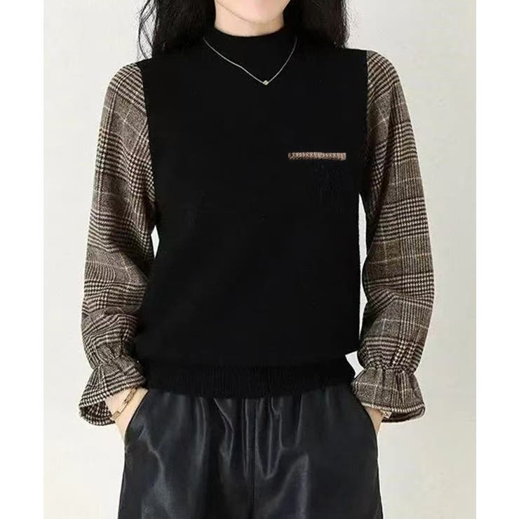 チェック柄ドッキングニットレディース秋服 | SUNSHINE CLOSET | 詳細画像7 