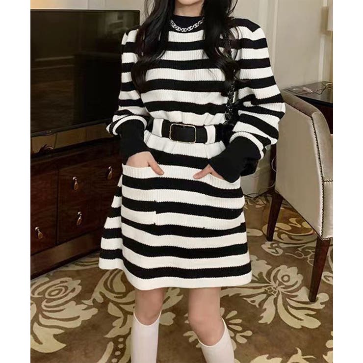 ベルト付きニットワンピースウエストマーク | SUNSHINE CLOSET | 詳細画像16